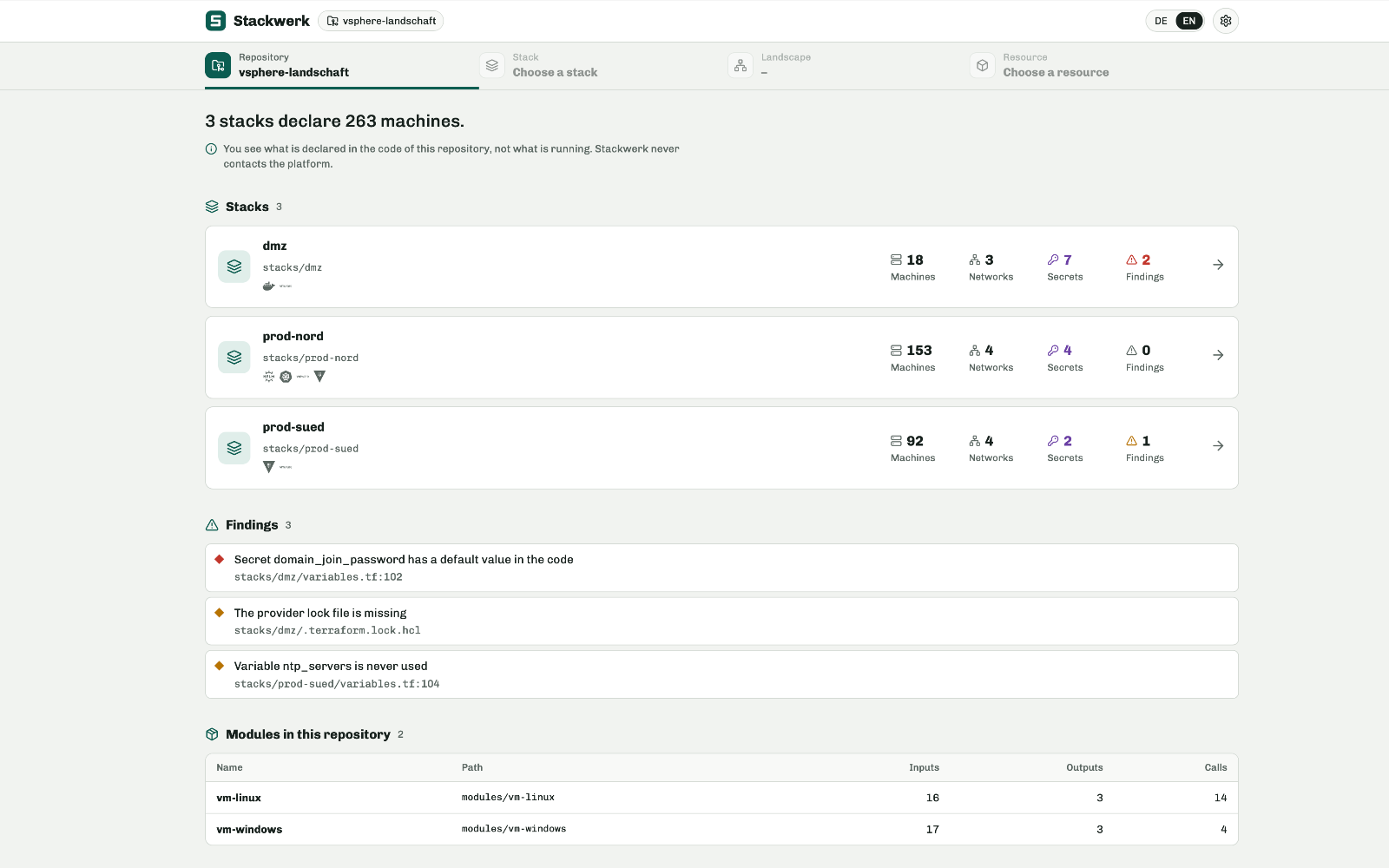 Landscape view in stackwerk